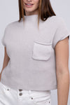 Mock Neck Short Sleeve Cropped Sweater