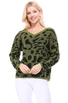 Leopard Pattern Jacquard Sweater Pull Over Top