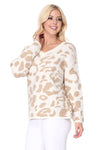 Leopard Pattern Jacquard Sweater Pull Over Top