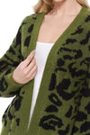 Leopard Jacquard Open Front Shrug Cardigan