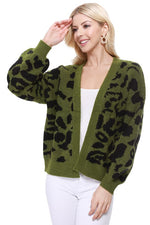 Leopard Jacquard Open Front Shrug Cardigan