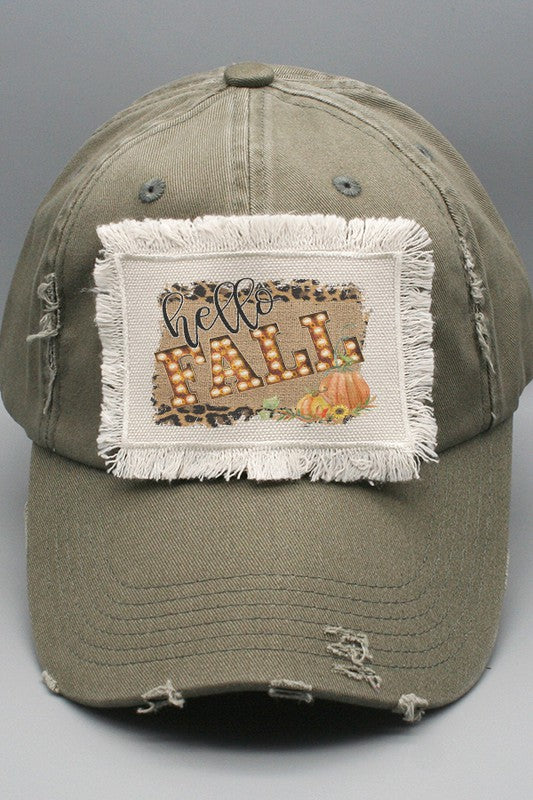 Hello Fall Square Pumpkin Patch Hat