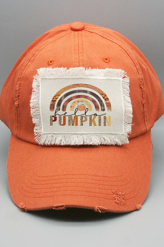 Hello Pumpkin Rainbow Patch Hat