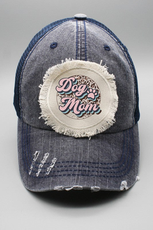 Pink Dog Mom Leopard Circle Graphic Patch Hat