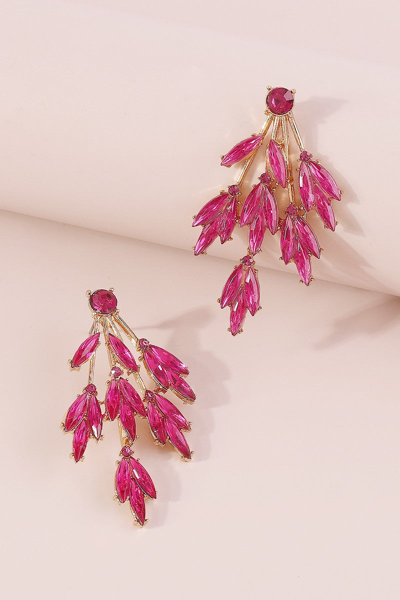 Rhinestone Leaves Earrings