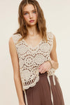 Self Side Tie Detailed Crochet Vest Top