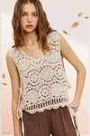 Self Side Tie Detailed Crochet Vest Top