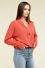 Textured Line Elastic Waist Pullover Top