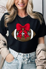 Red Bow Football Graphic Tee