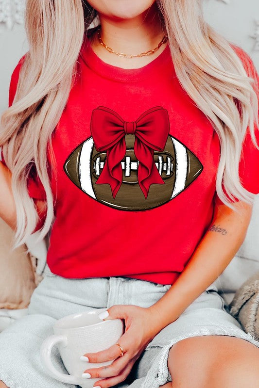 Red Bow Football Graphic Tee