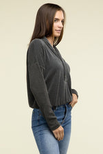 Textured Line Elastic Waist Pullover Top