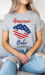 American Babe Lips Stars Stripes Graphic Tee