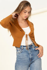 Miss Mesmerize Fur Trim Tie Front Ribbed Cardigan