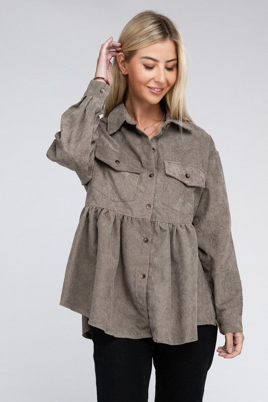 Corduroy Babydoll Shacket