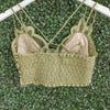 WOMENS STRAPPY LACE BRALETTE OLIVE GREEN