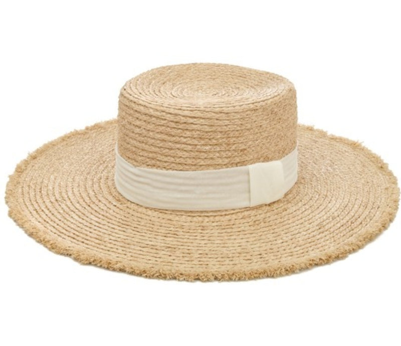 .Flat Top Natural Straw Hat